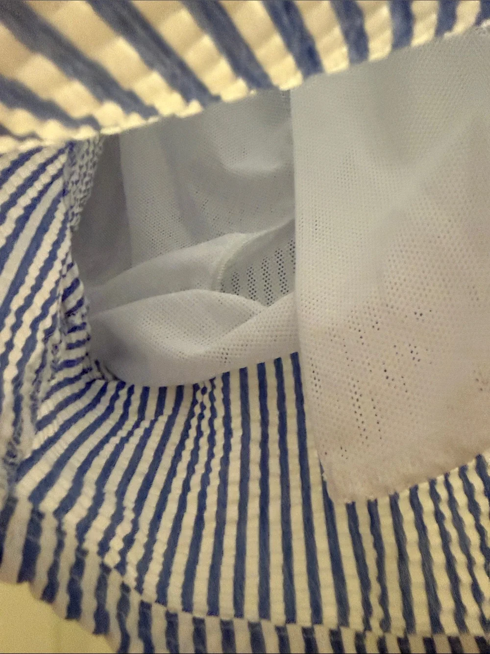 J. Crew Light Blue and White Seersucker Swim Trunks